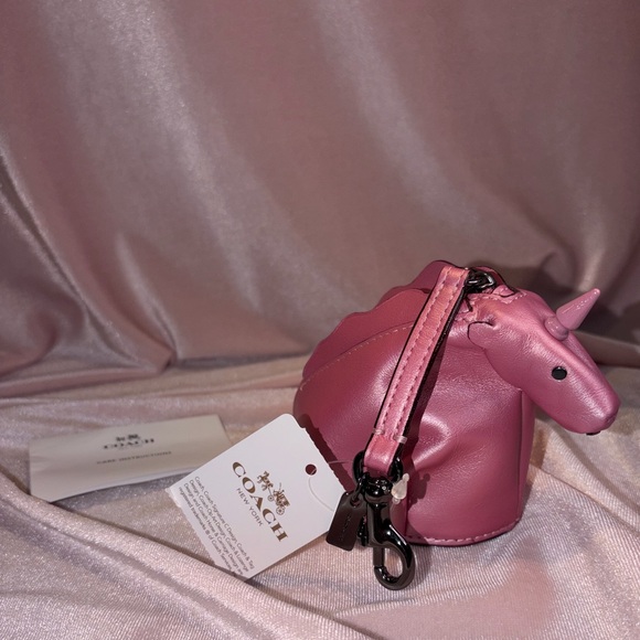 Coach Handbags - BNWT Authentic Coach Uni Coin Case – Metallic Pink Unicorn Bag Charm